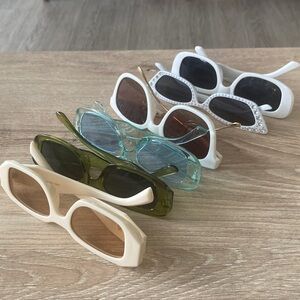 Trendy Sunglasses Set in White, Green, and Blue